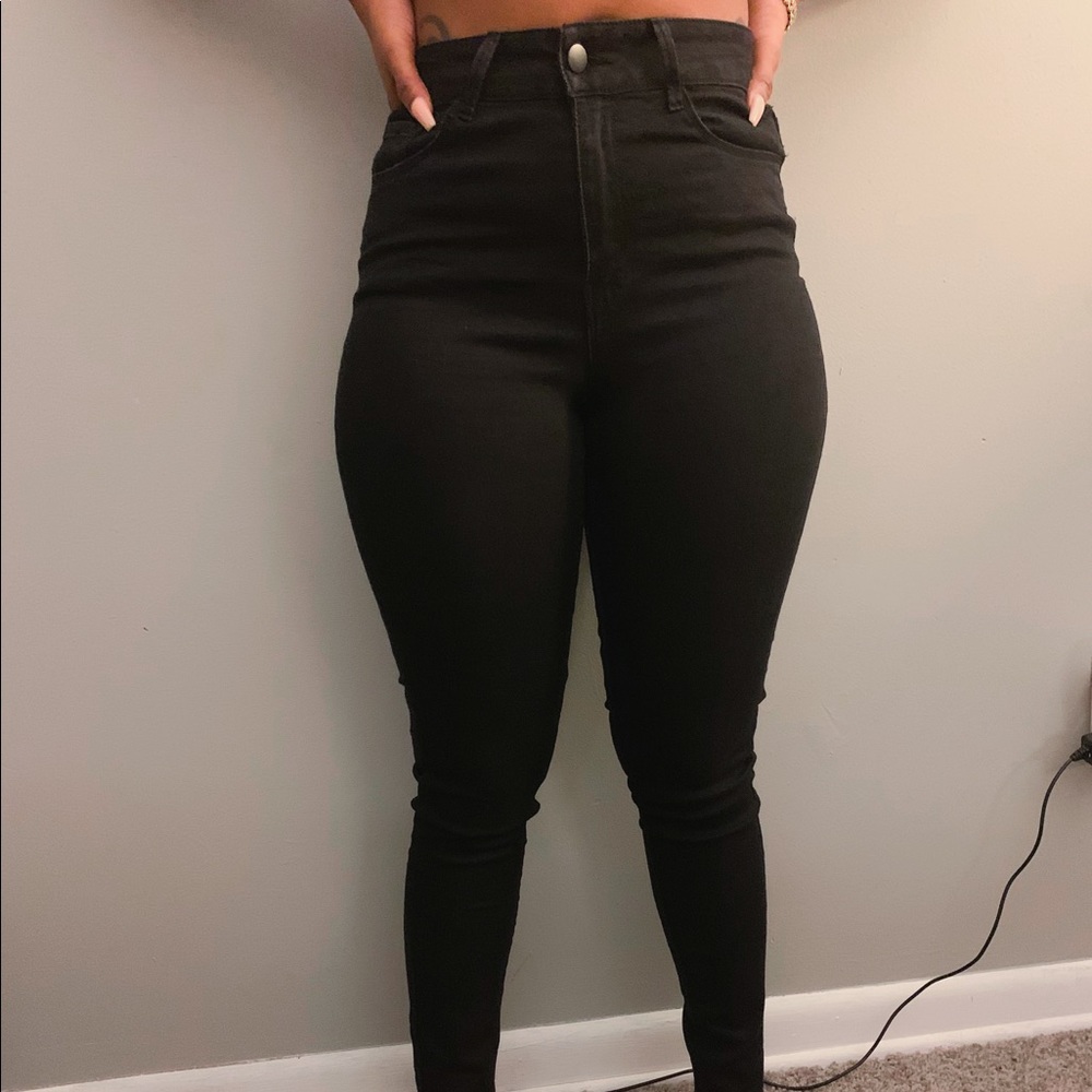 Black straight leg pants